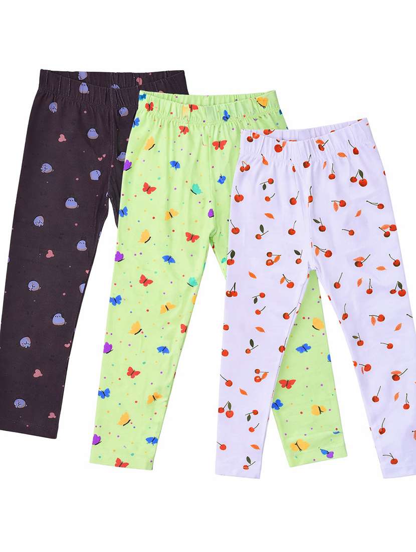 girls pack of 3 printed mid rise legging