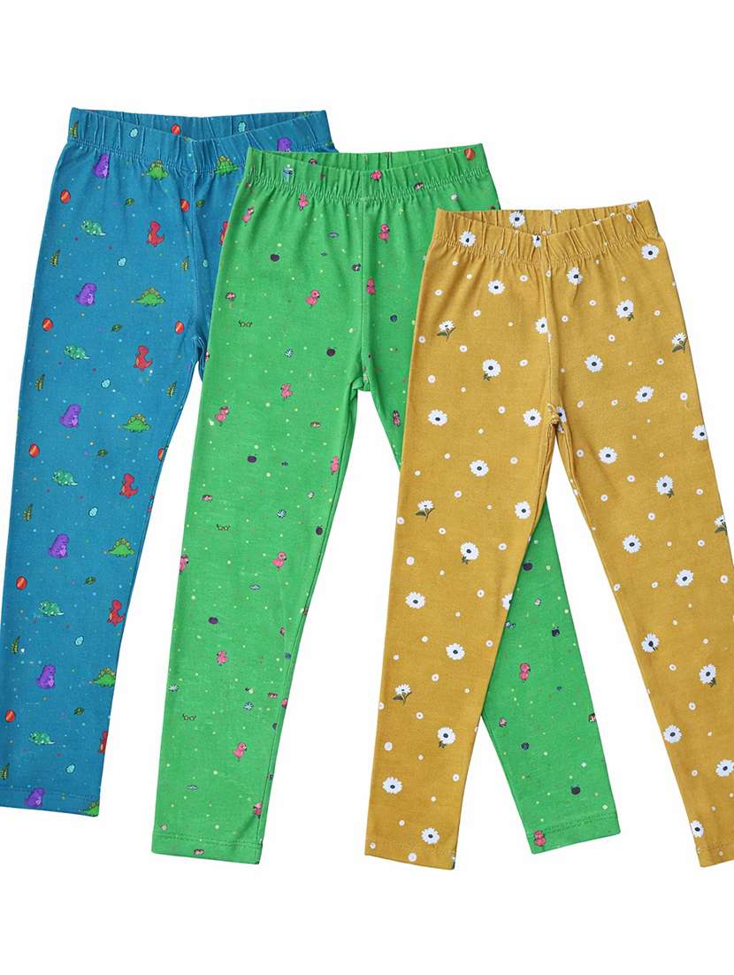 girls pack of 3 printed mid rise legging