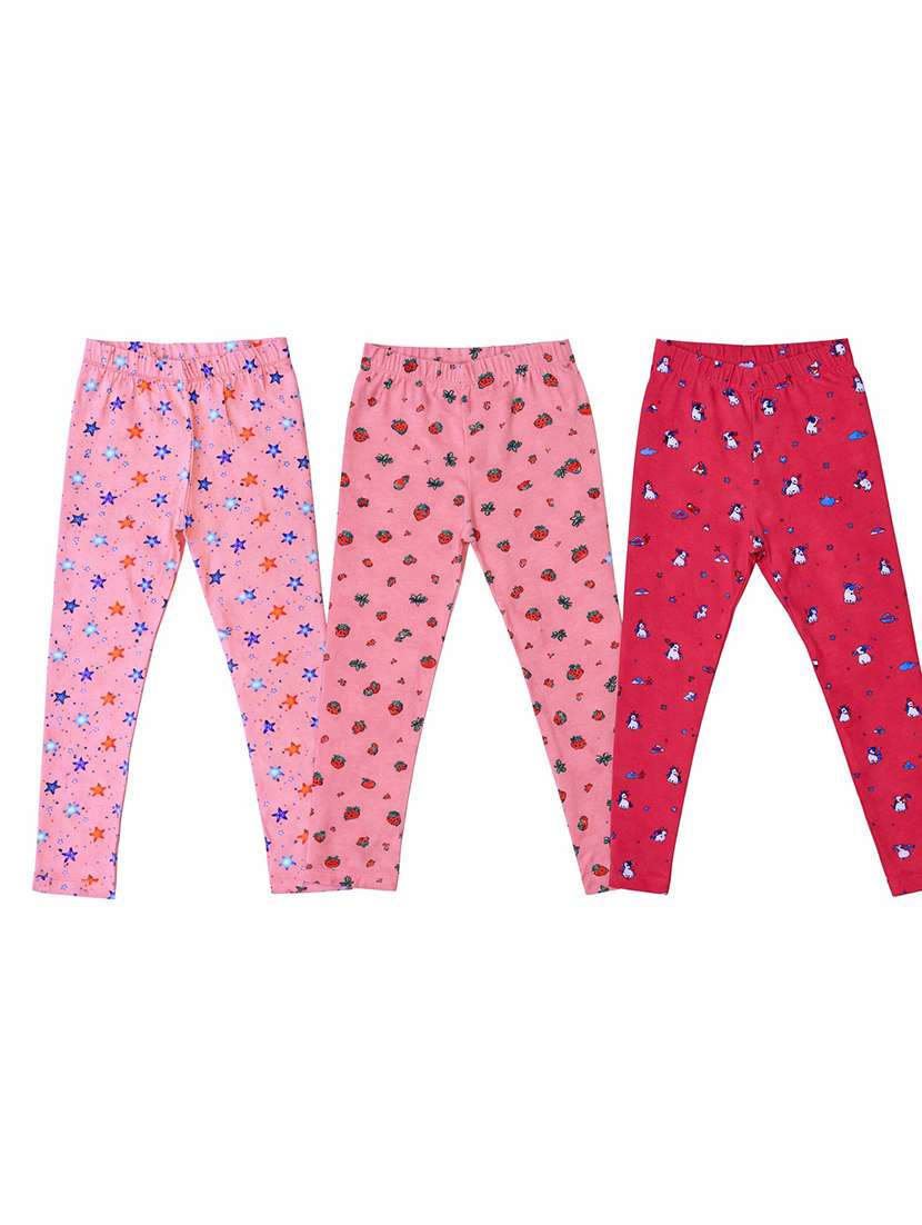 girls pack of 3 printed mid rise legging