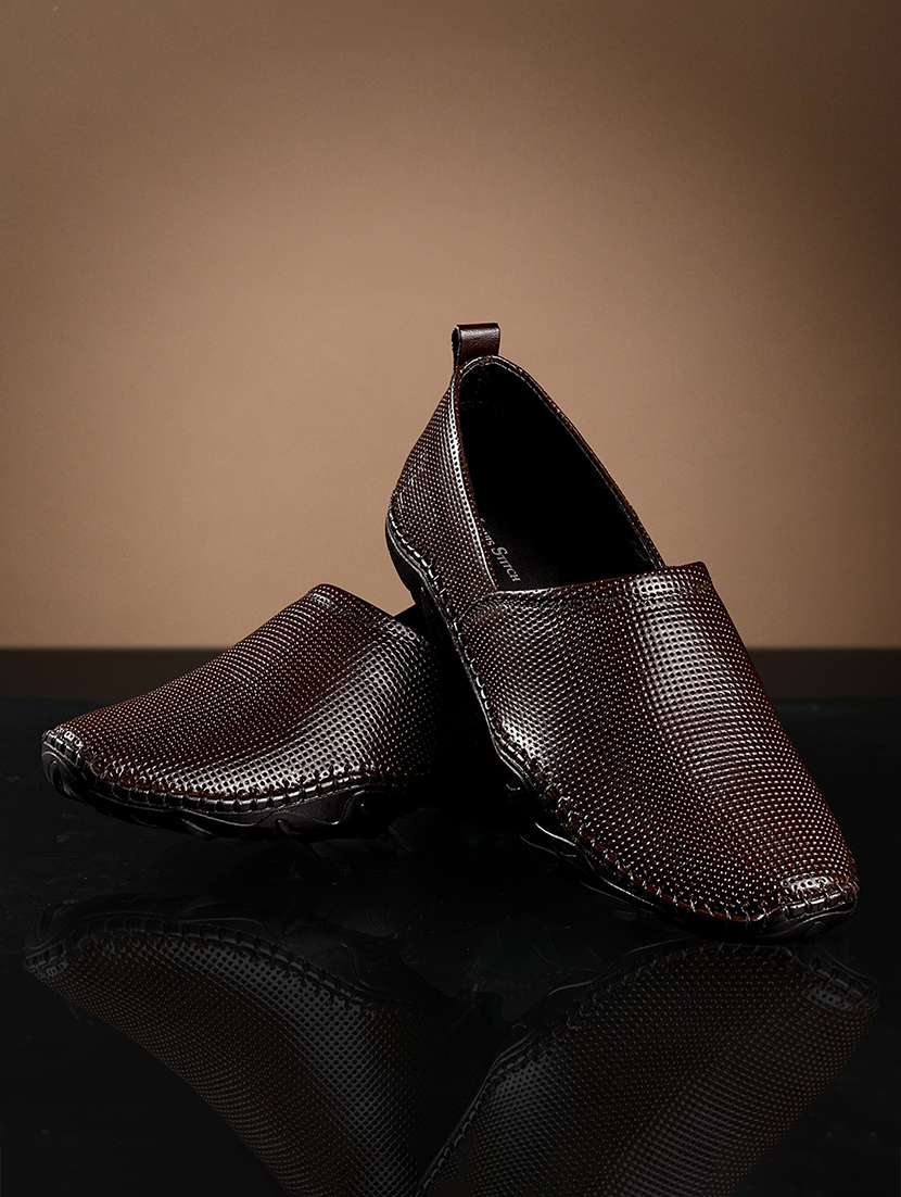 men brown slip on mojari