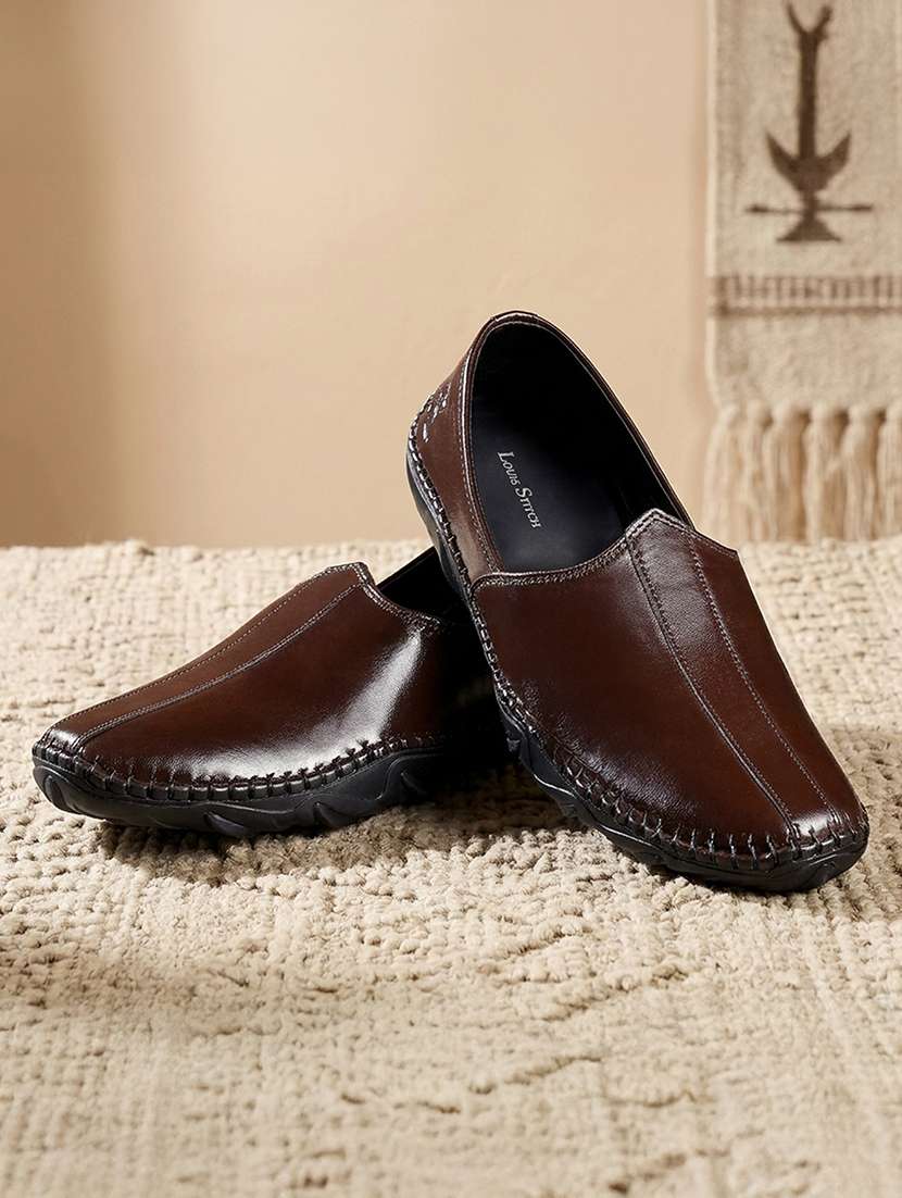 men brown slip on mojari