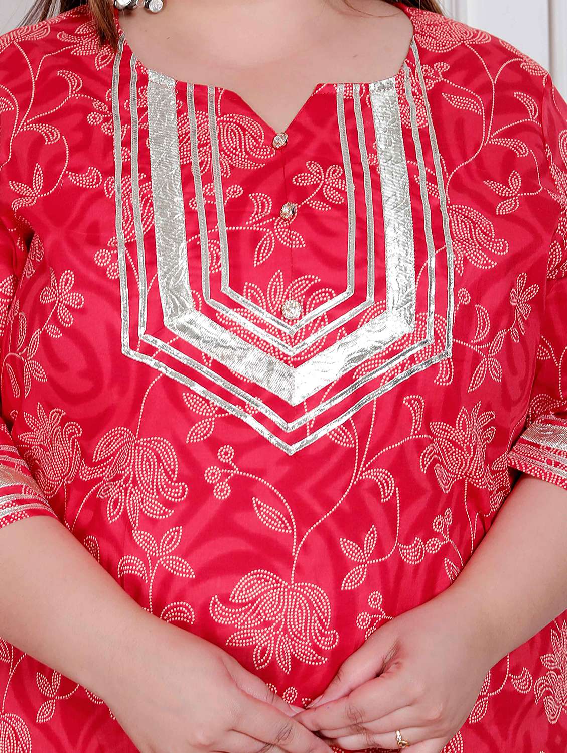 women plus size floral three quarter sleeve kurta palazzo with dupatta set - 22317765 -  Standard Image - 5