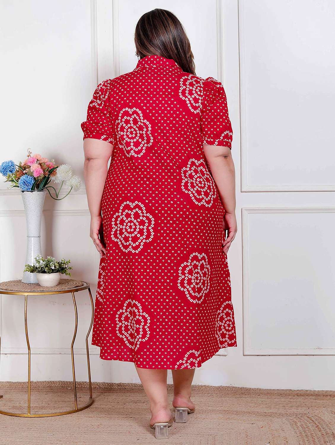 women plus size printed puff sleeve a-line dress - 22317767 -  Standard Image - 3