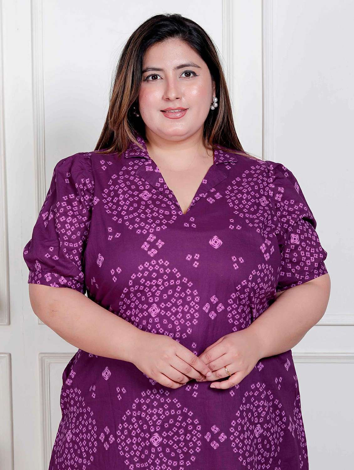 women plus size printed puff sleeve dress - 22317769 -  Standard Image - 3