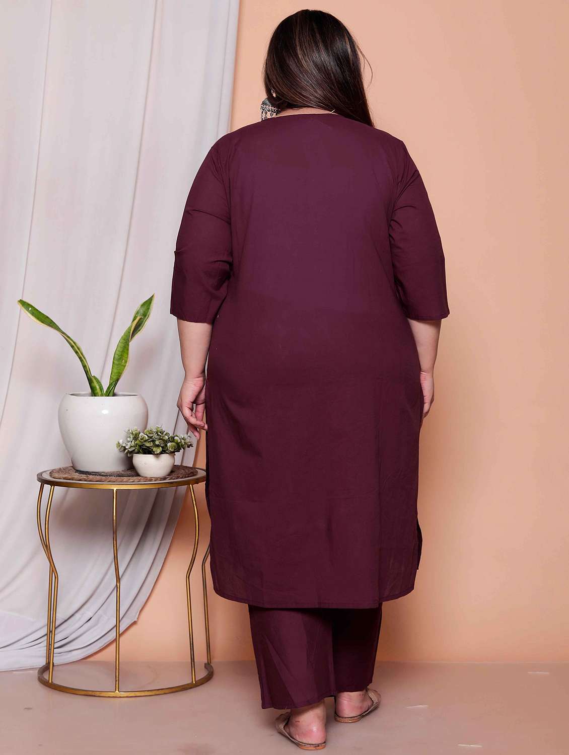 women plus size floral three quarter sleeve kurta pant with dupatta set - 22317806 -  Standard Image - 3