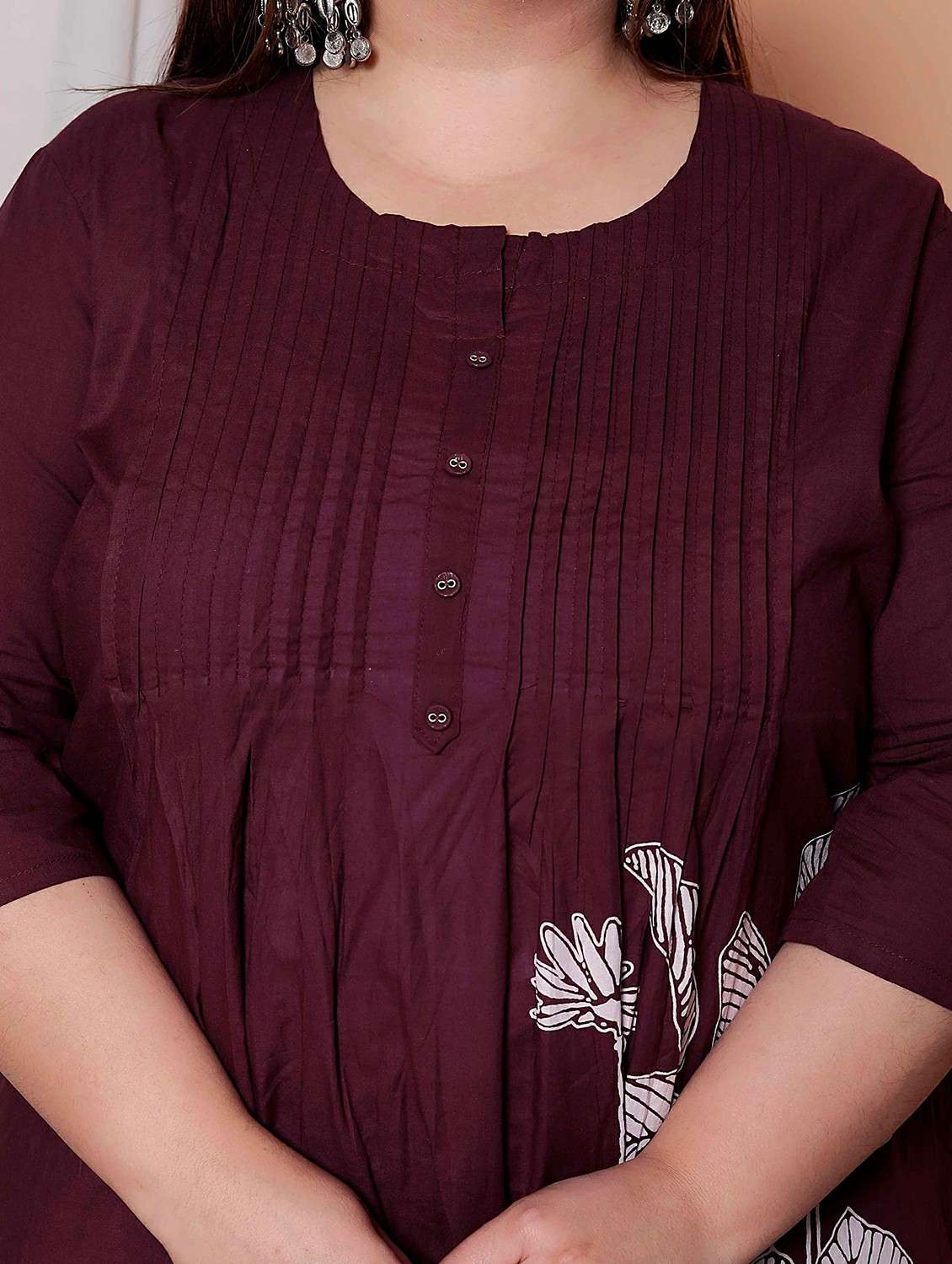 women plus size floral three quarter sleeve kurta pant with dupatta set - 22317806 -  Standard Image - 5