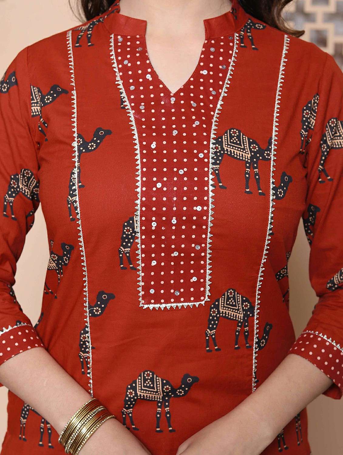 women printed three quarter sleeve kurta palazzo set - 22317810 -  Standard Image - 3