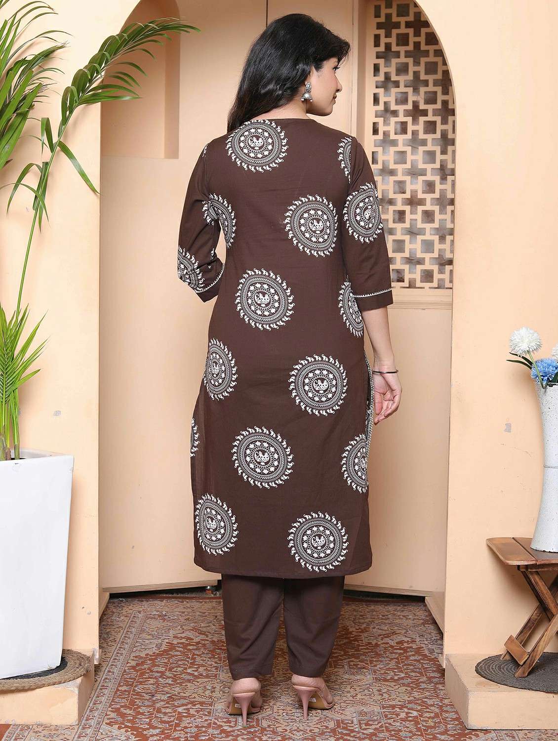 women printed three quarter sleeve kurta pant with dupatta set - 22317821 -  Standard Image - 3