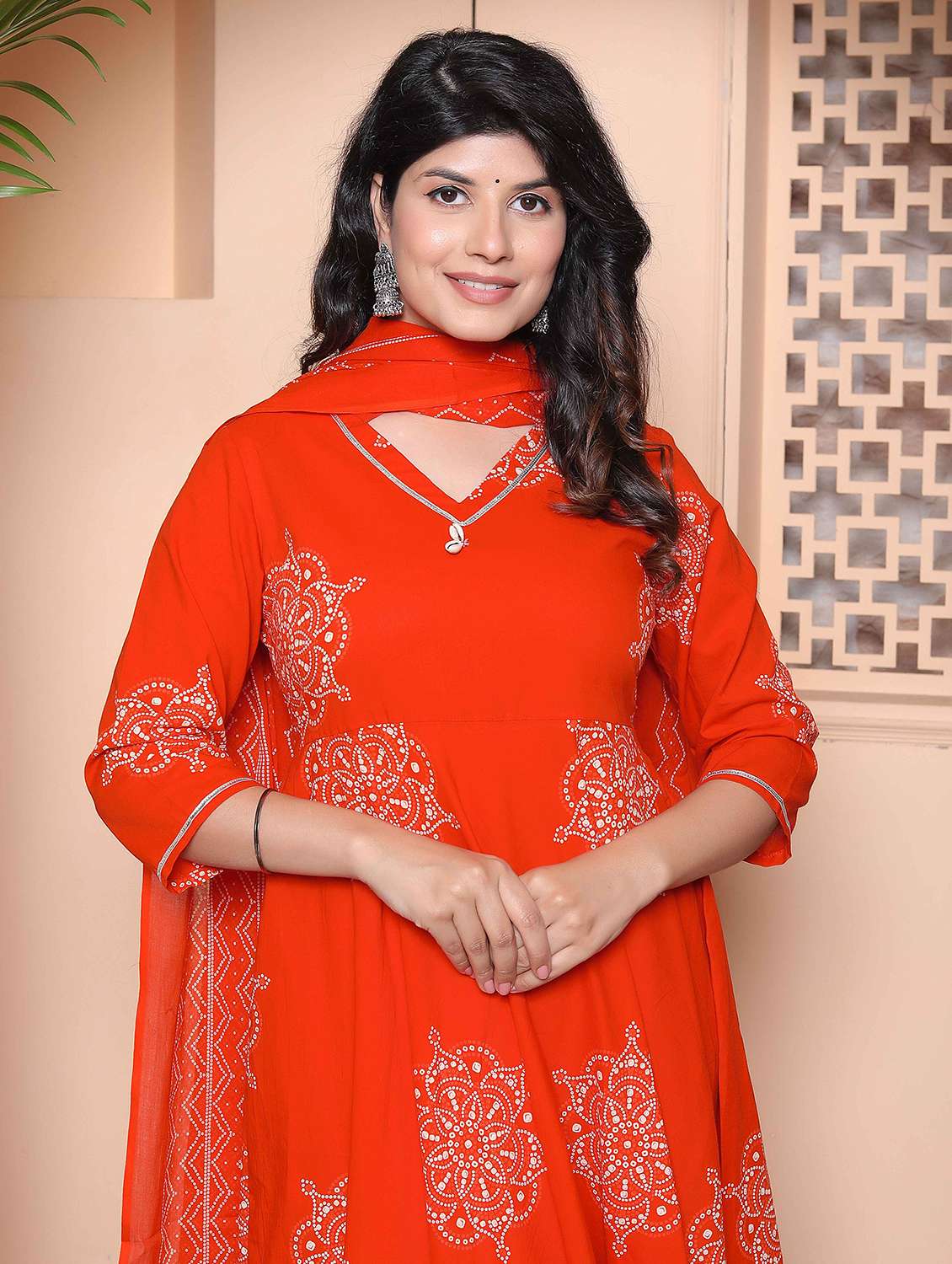 women printed three quarter sleeve kurta with dupatta set - 22317825 -  Standard Image - 5