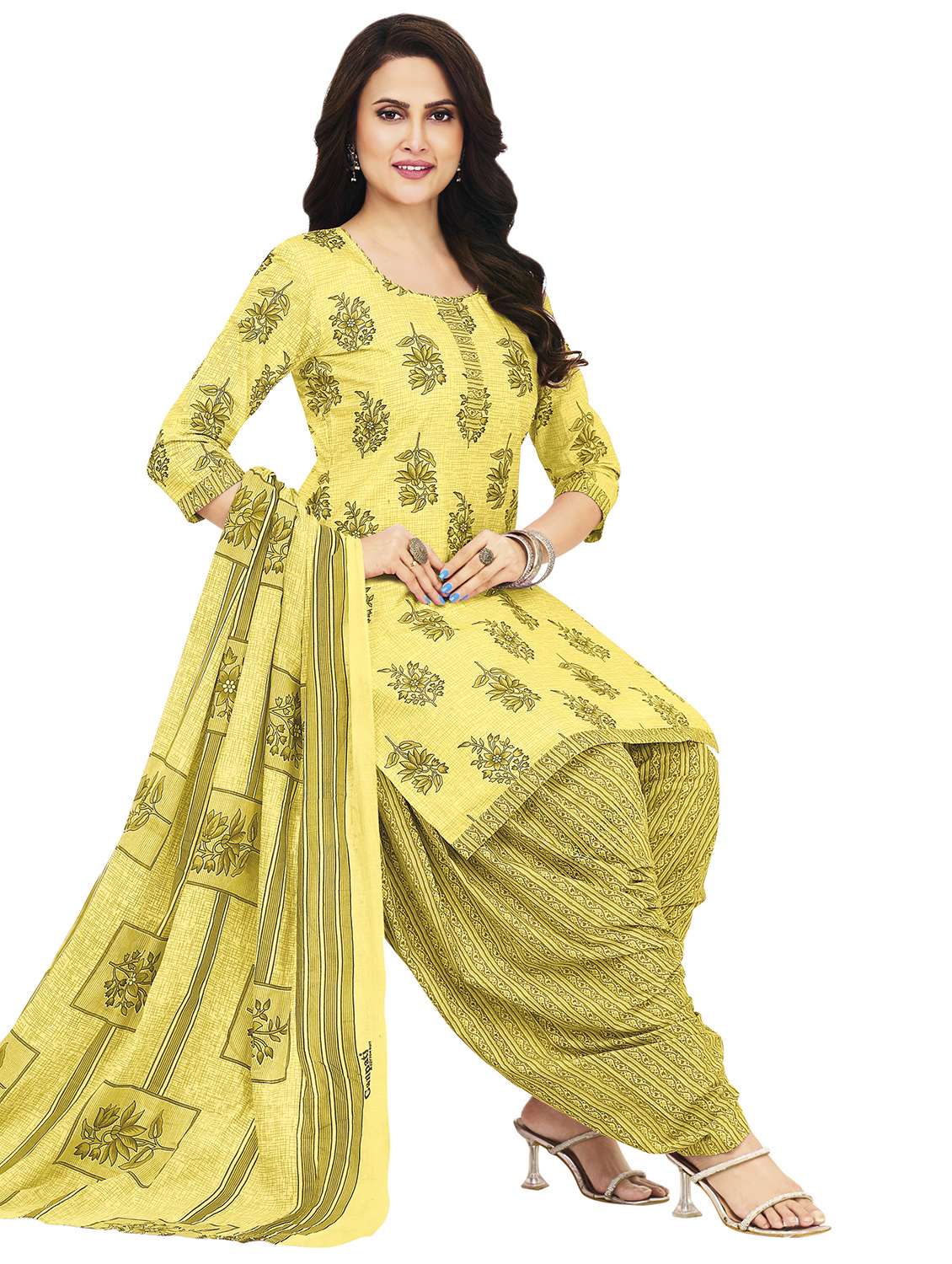 women floral printed unstitched suit set