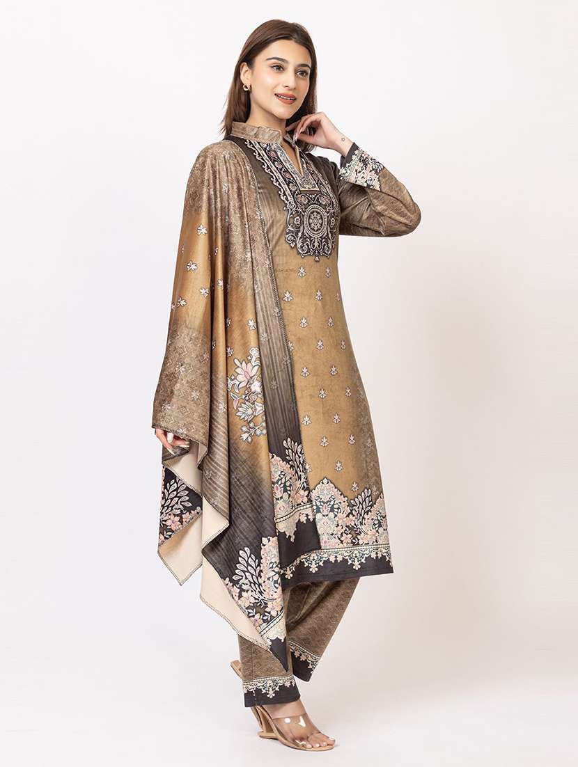 women printed long sleeve kurta pant with dupatta set - 22318100 -  Standard Image - 3