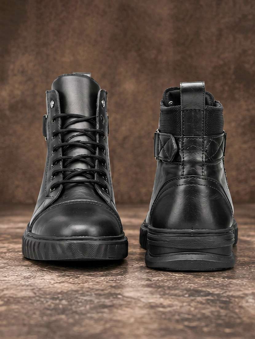 Men Black Lace Up Boot - 22318574 -  Standard Image - 3