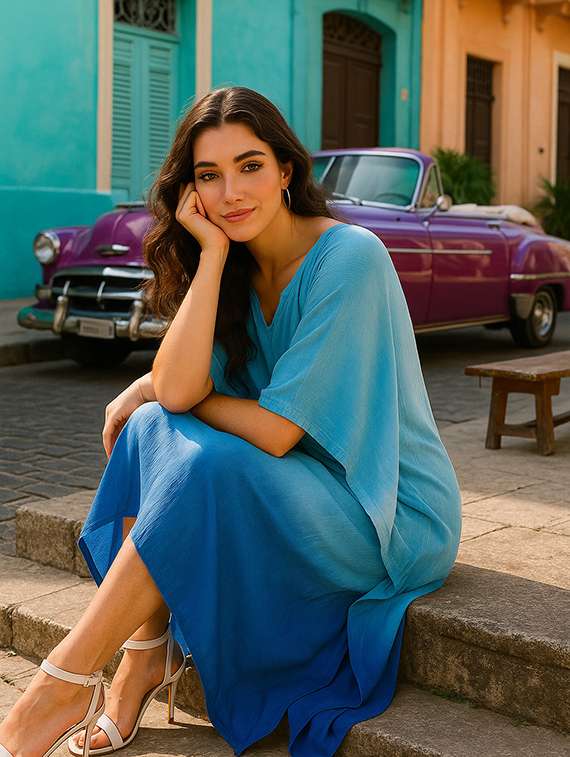 women ombre kimono sleeve kaftan dress - 22318718 -  Standard Image - 3