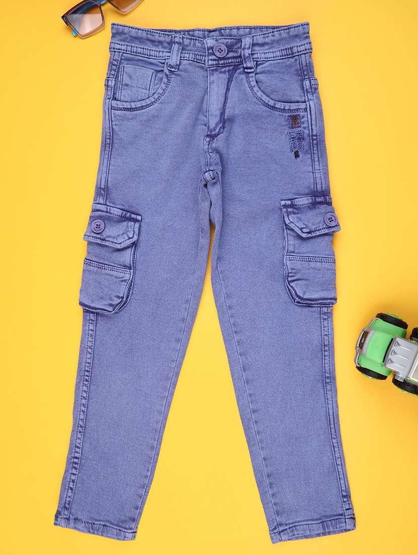 boys solid mid rise cargo