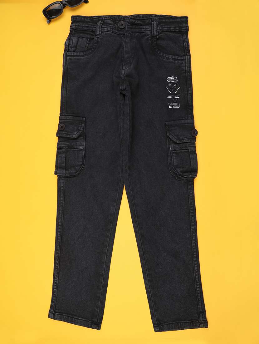 boys solid mid rise cargo