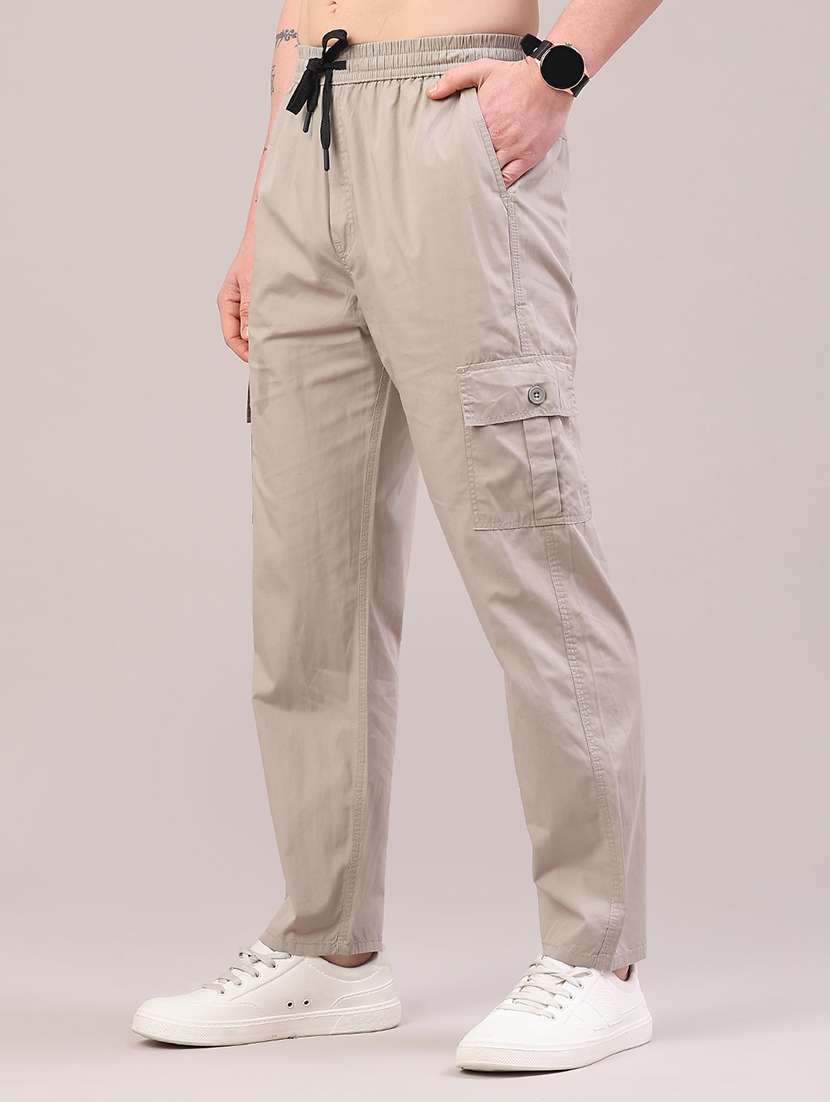 men solid mid rise regular fit cargo  - 22319002 -  Standard Image - 3
