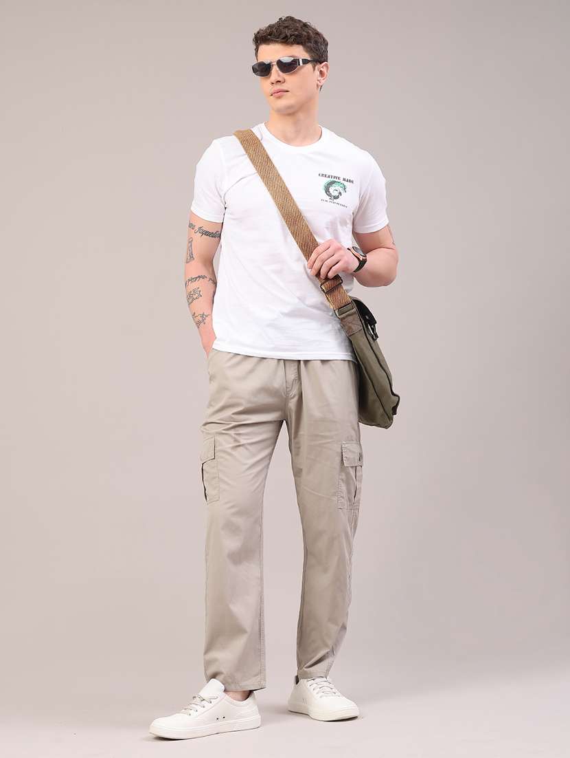 men solid mid rise regular fit cargo  - 22319002 -  Standard Image - 5