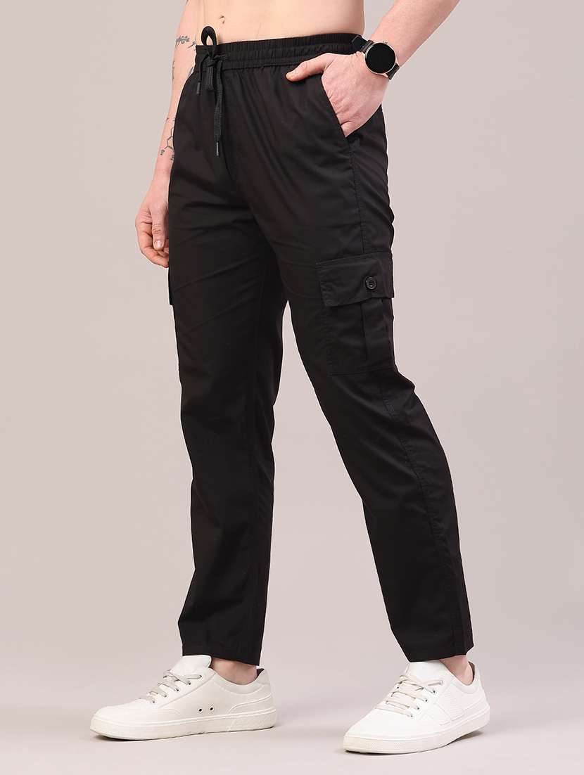 men solid mid rise regular fit cargo  - 22319004 -  Standard Image - 3