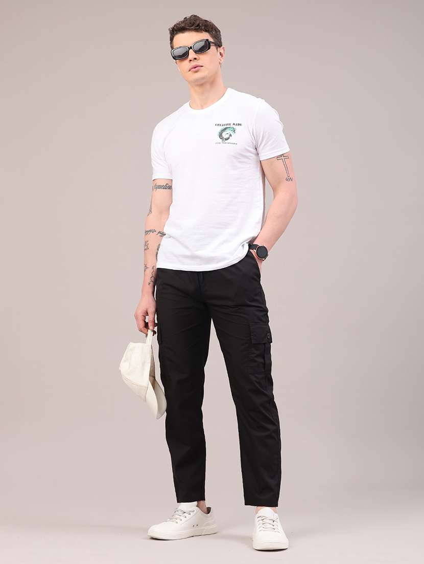 men solid mid rise regular fit cargo  - 22319004 -  Standard Image - 5