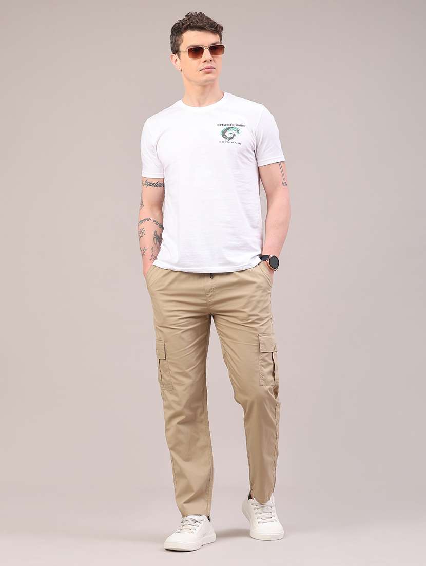 men solid mid rise regular fit cargo  - 22319005 -  Standard Image - 5
