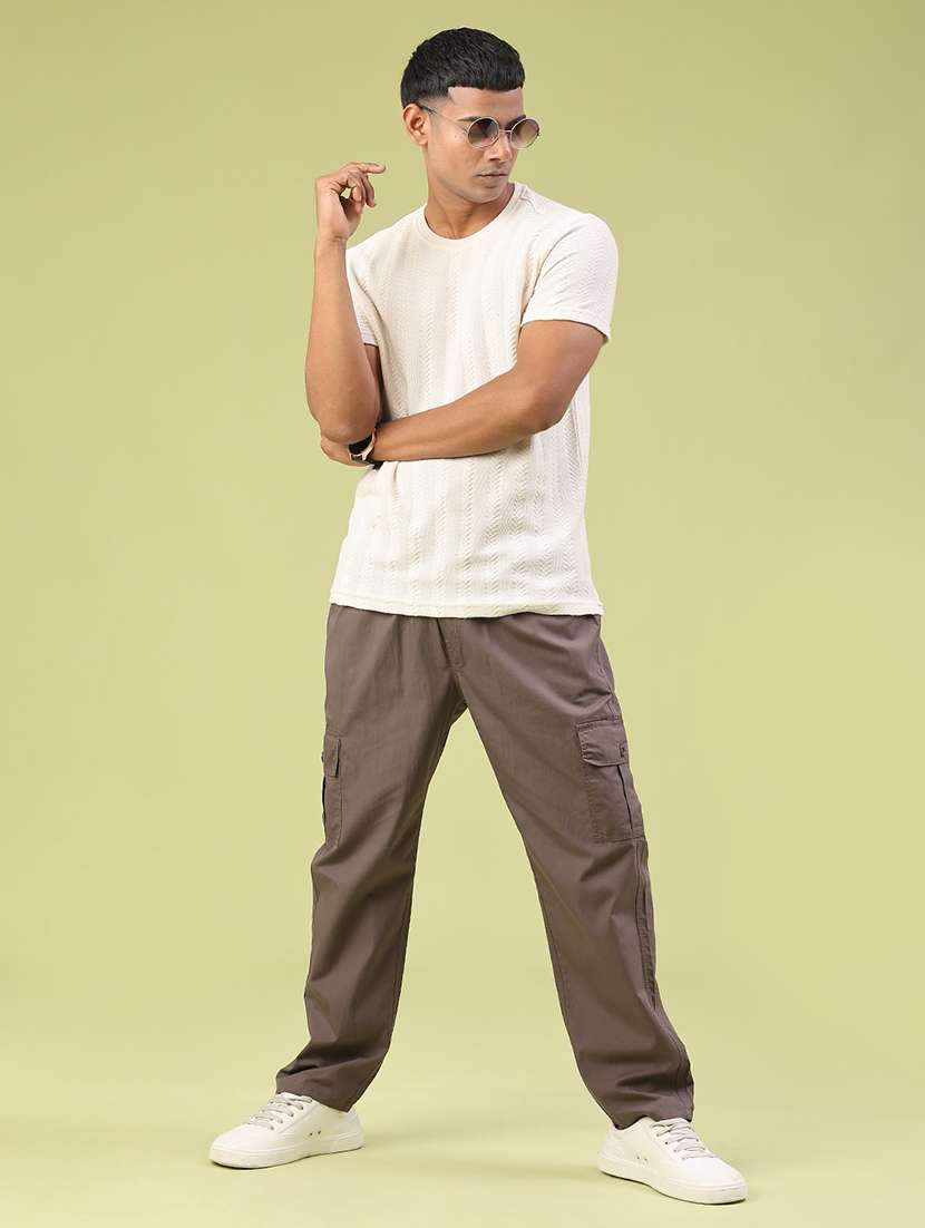 men solid mid rise regular fit cargo  - 22319006 -  Standard Image - 5