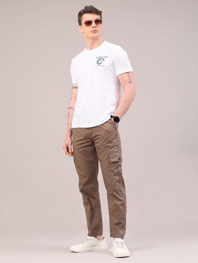 men solid mid rise regular fit cargo  - 22319007 -  Standard Image - 5