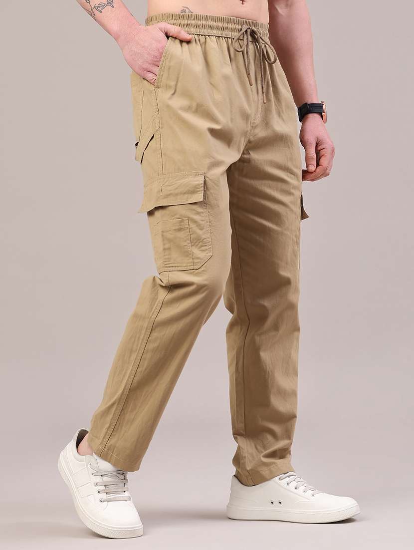 men solid mid rise regular fit cargo  - 22319009 -  Standard Image - 3