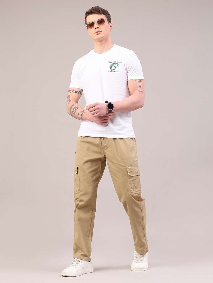 men solid mid rise regular fit cargo  - 22319009 -  Standard Image - 5