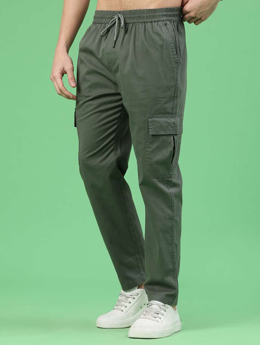 men solid mid rise regular fit cargo  - 22319010 -  Standard Image - 3