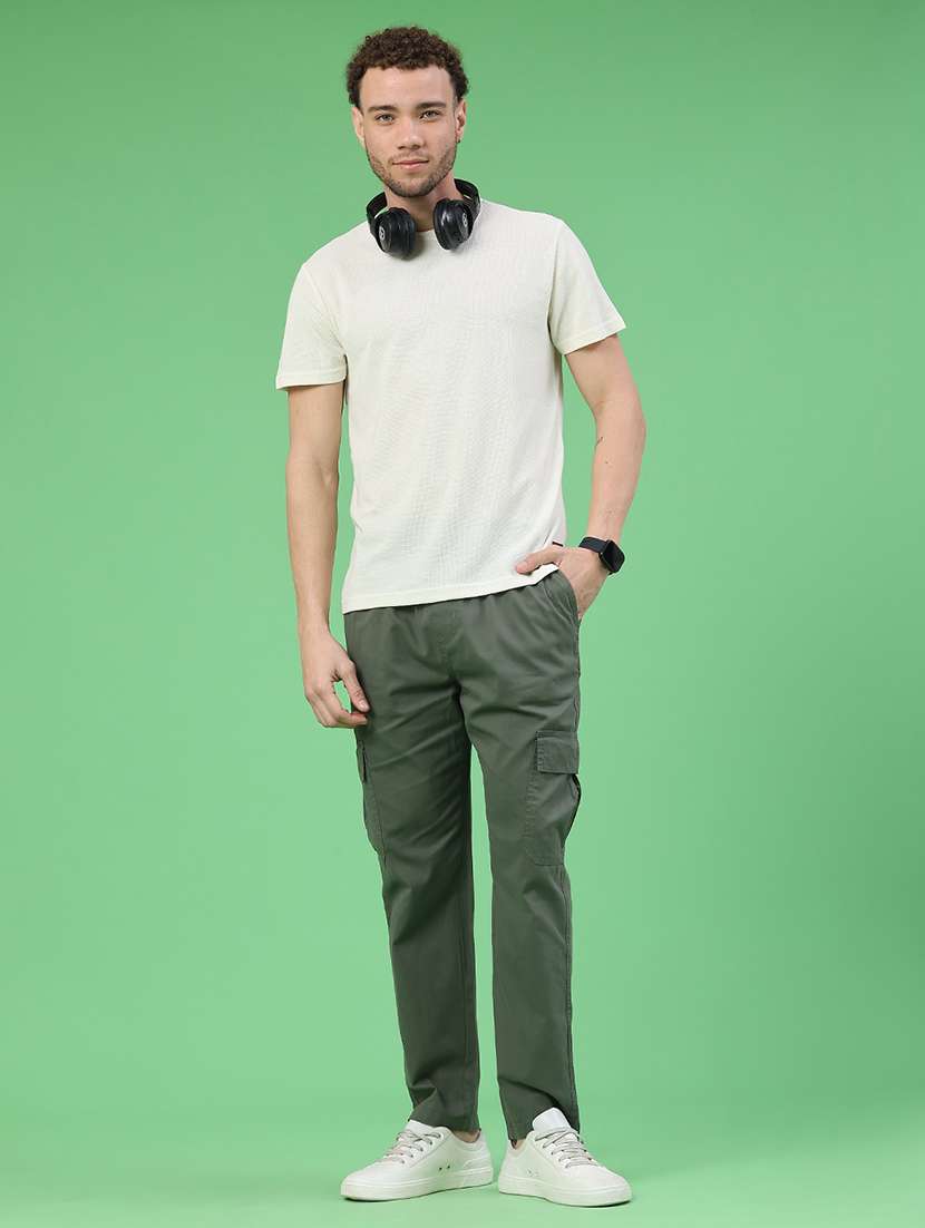 men solid mid rise regular fit cargo  - 22319010 -  Standard Image - 5