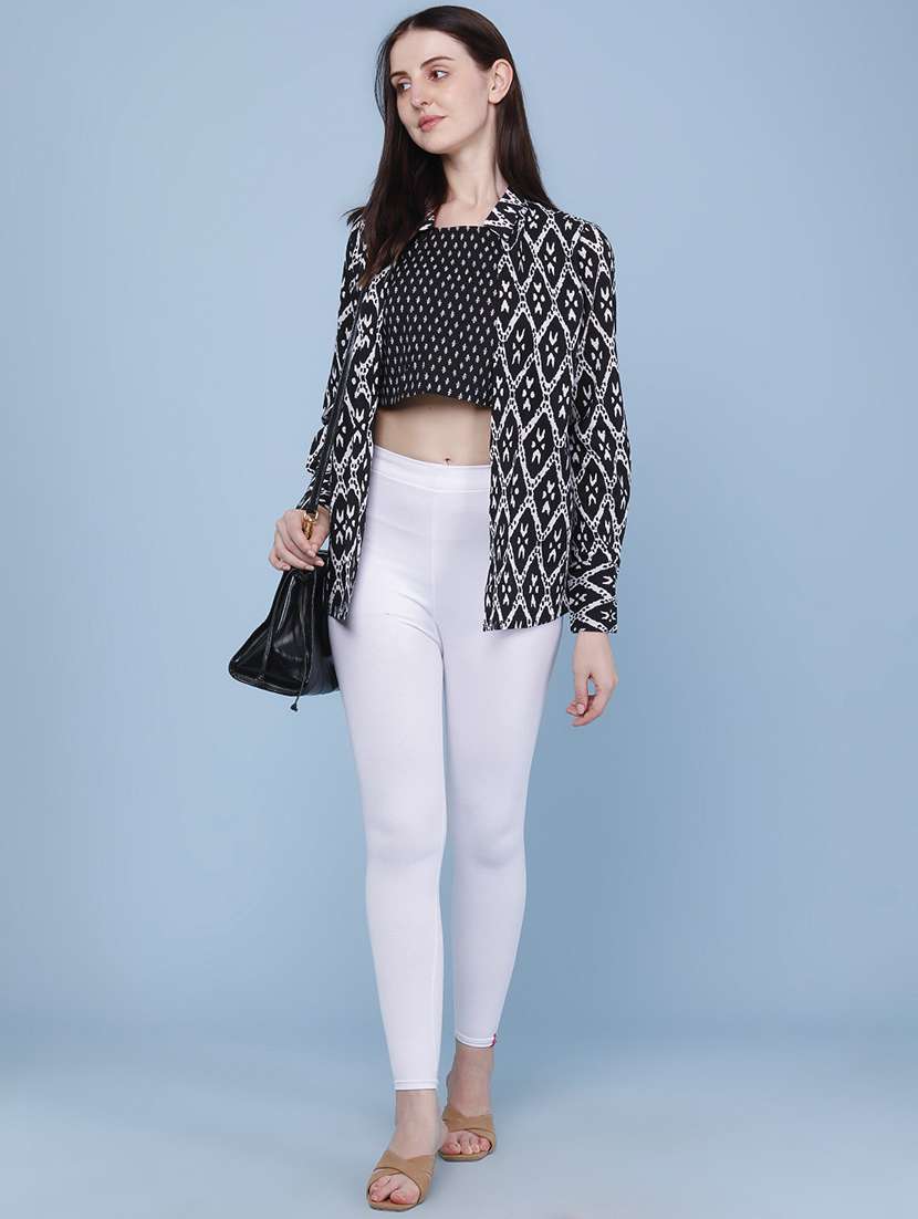 Women Printed Crop Top With Shrug - 22319017 -  Standard Image - 5