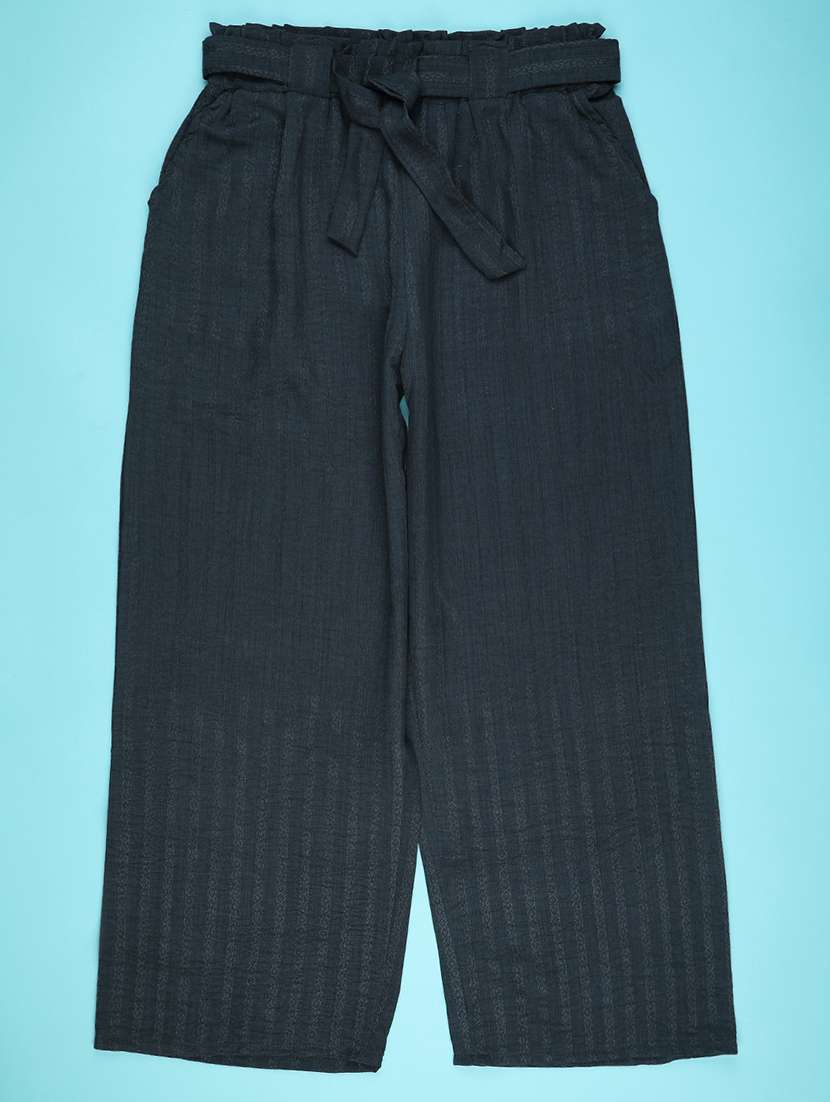 girls solid mid rise straight palazzo