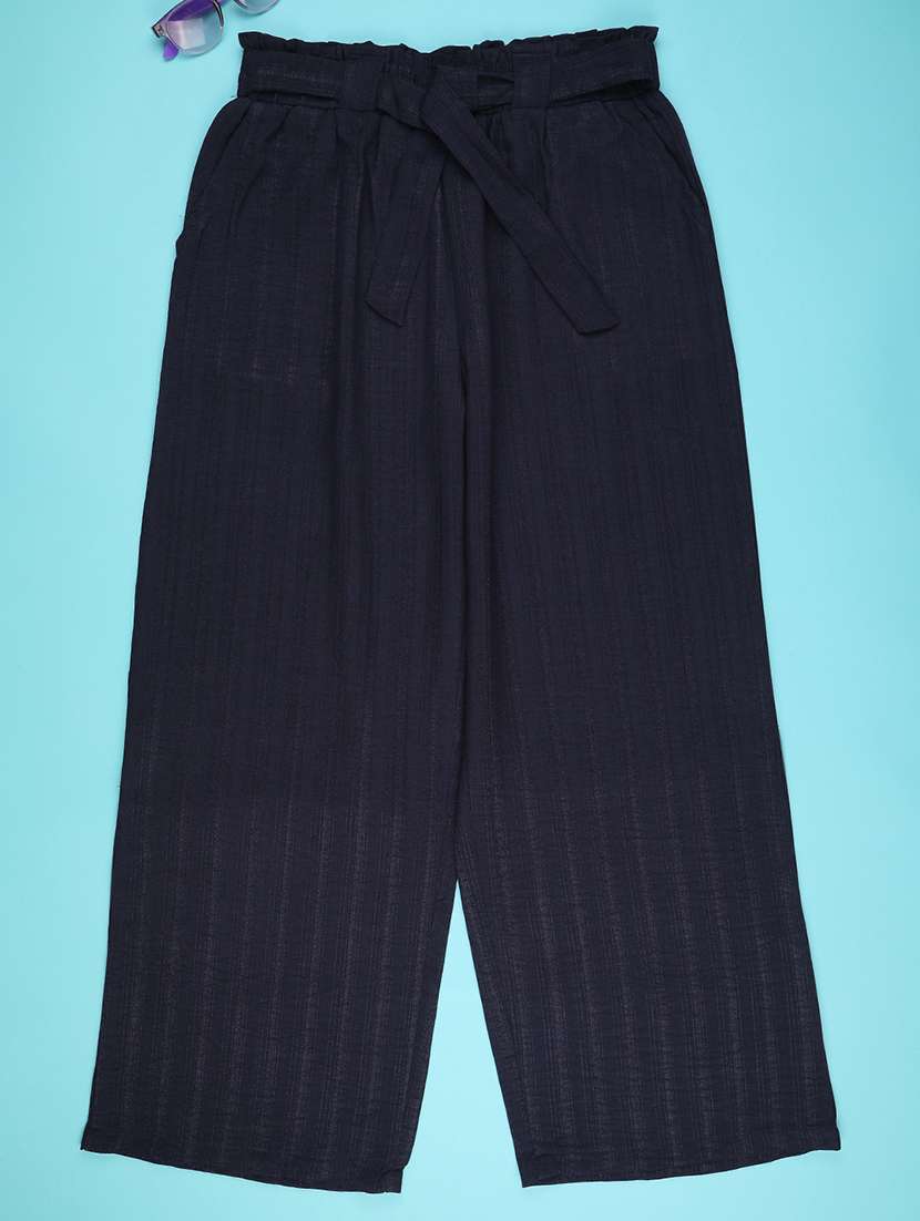 girls solid mid rise straight palazzo