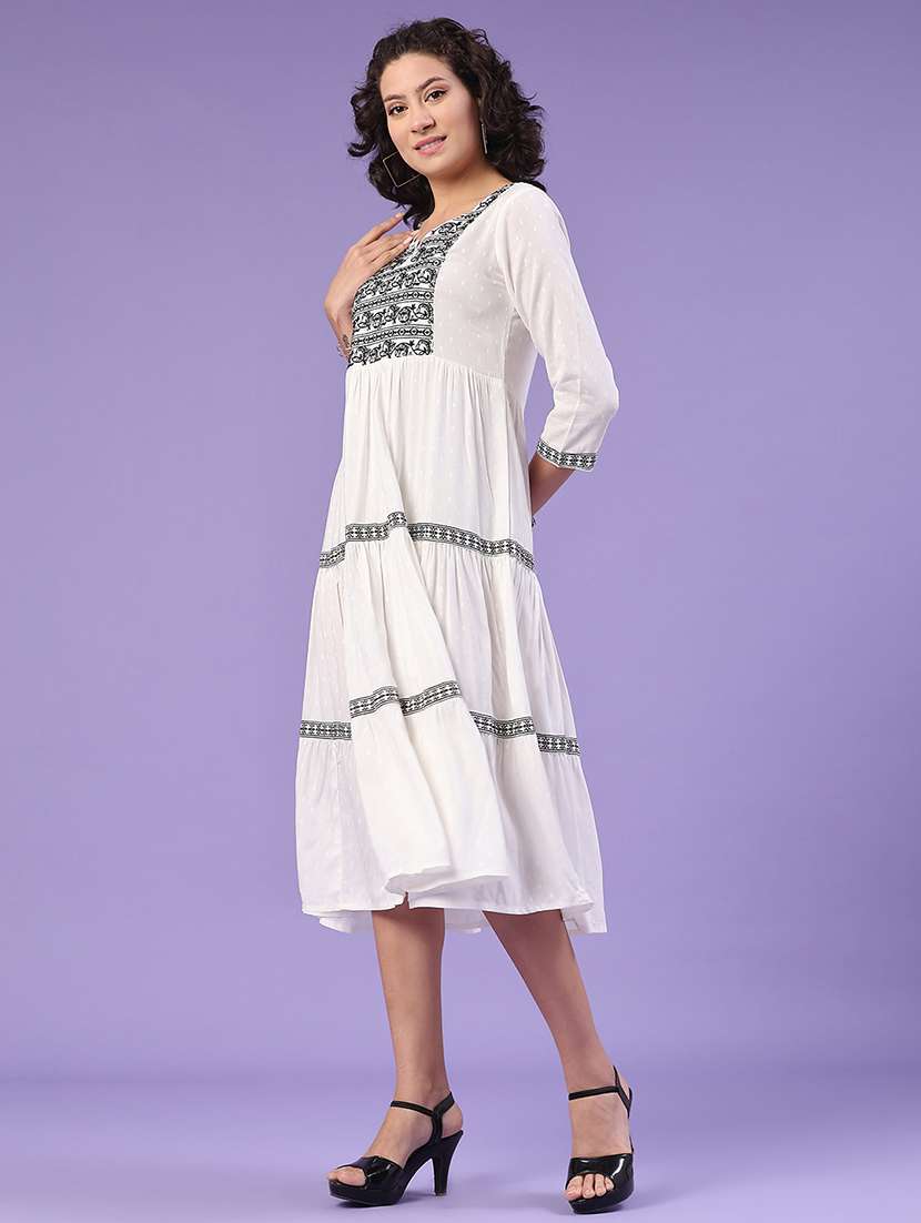white cotton tiered  dress - 22319044 -  Standard Image - 3