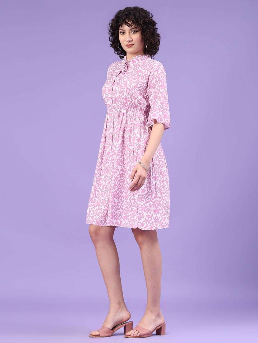 women printed bell sleeve a-line dress - 22319047 -  Standard Image - 3