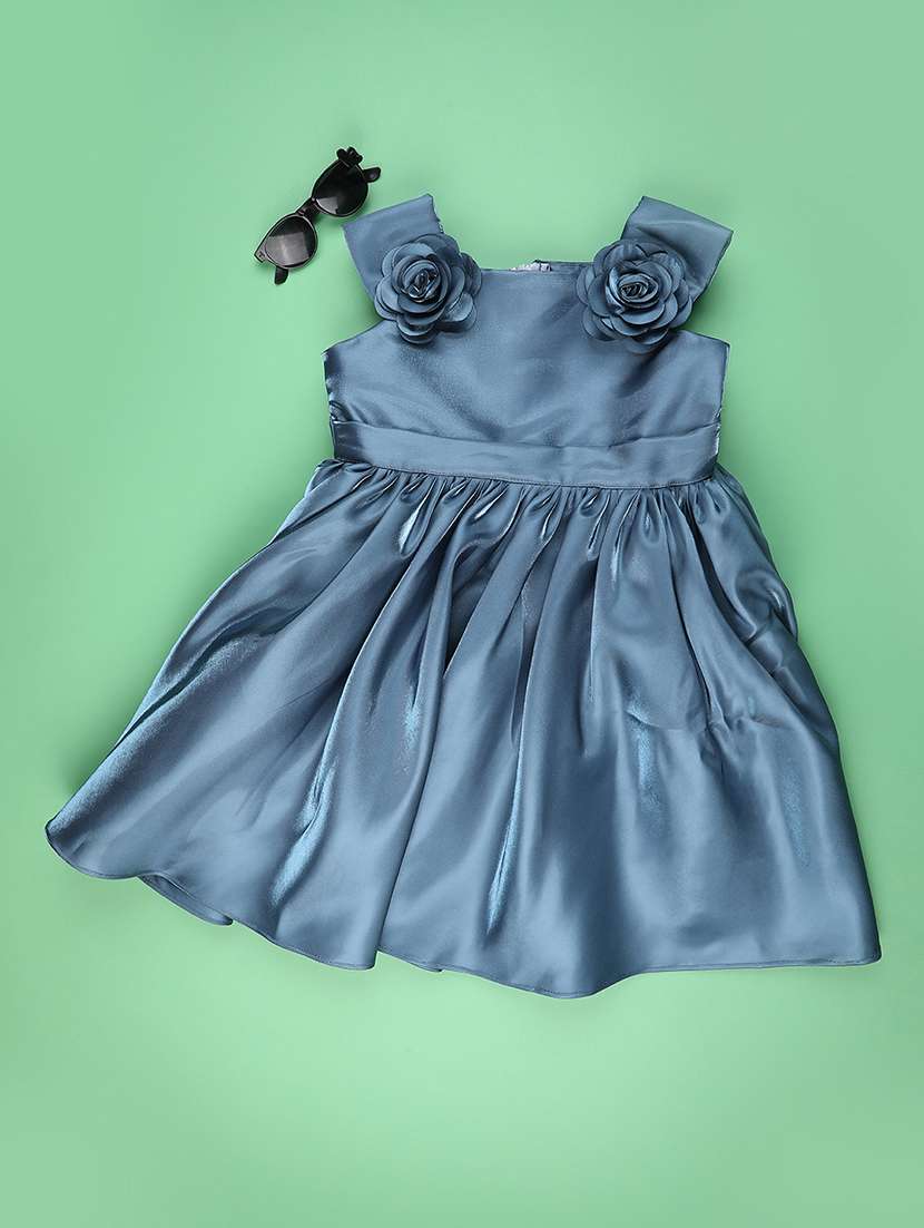 girls self designed sleeveless flared frock