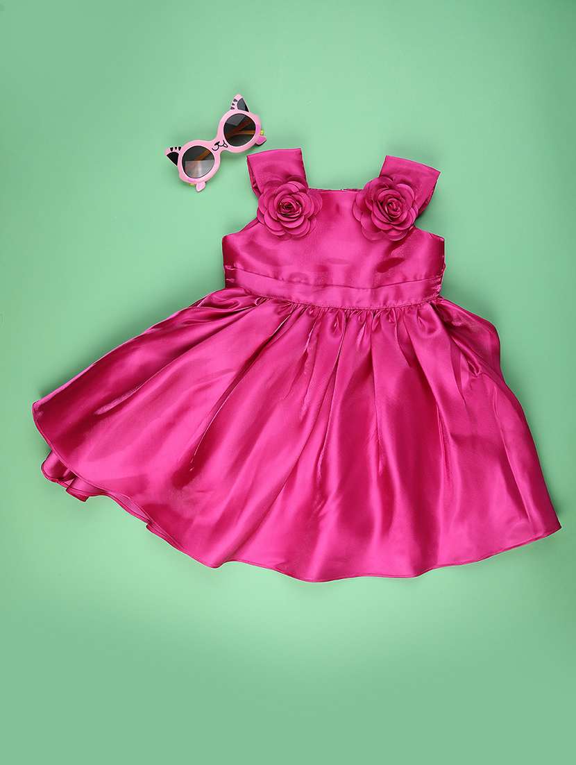 girls self designed sleeveless flared frock