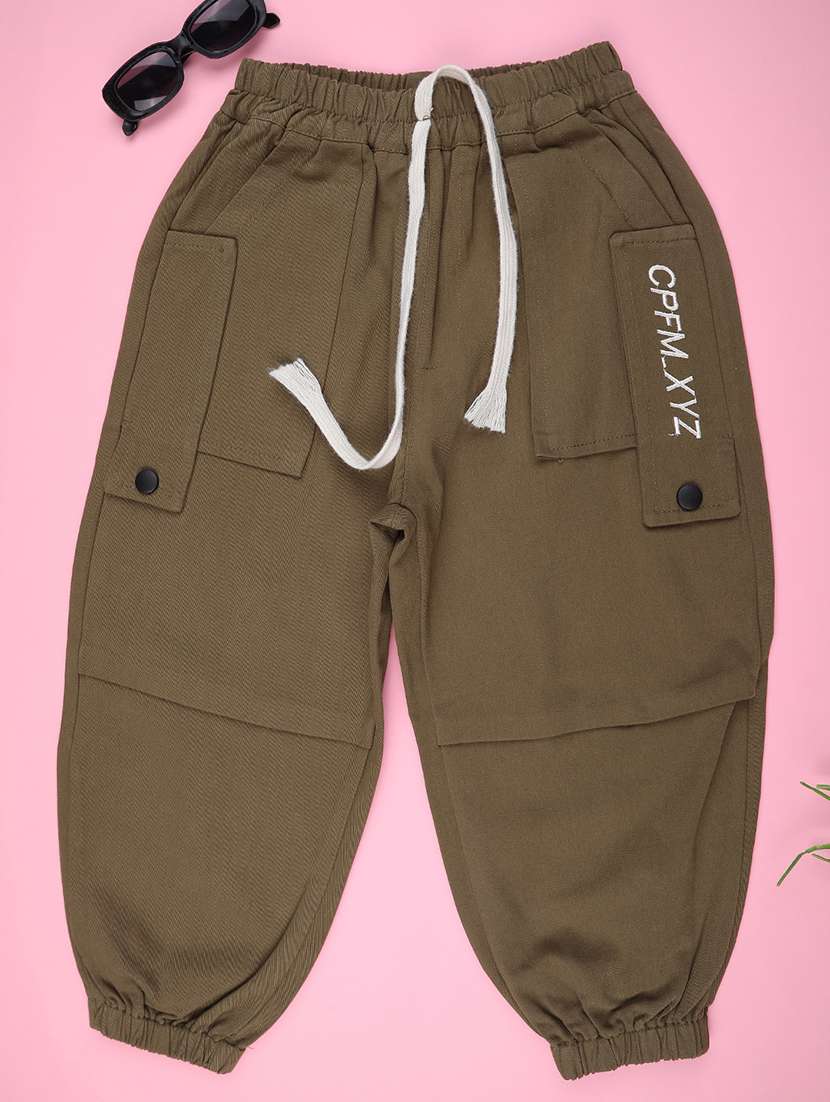 olive poly cotton plain jogger