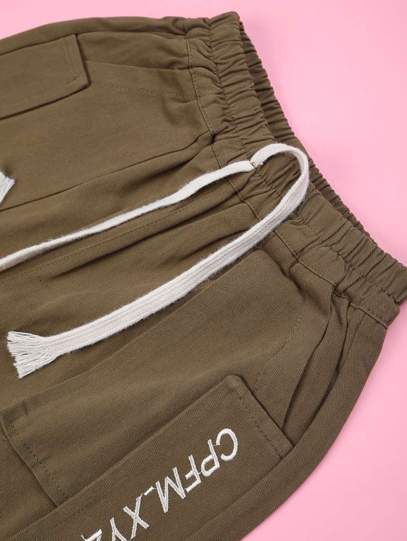 olive poly cotton plain jogger - 22319068 -  Standard Image - 3