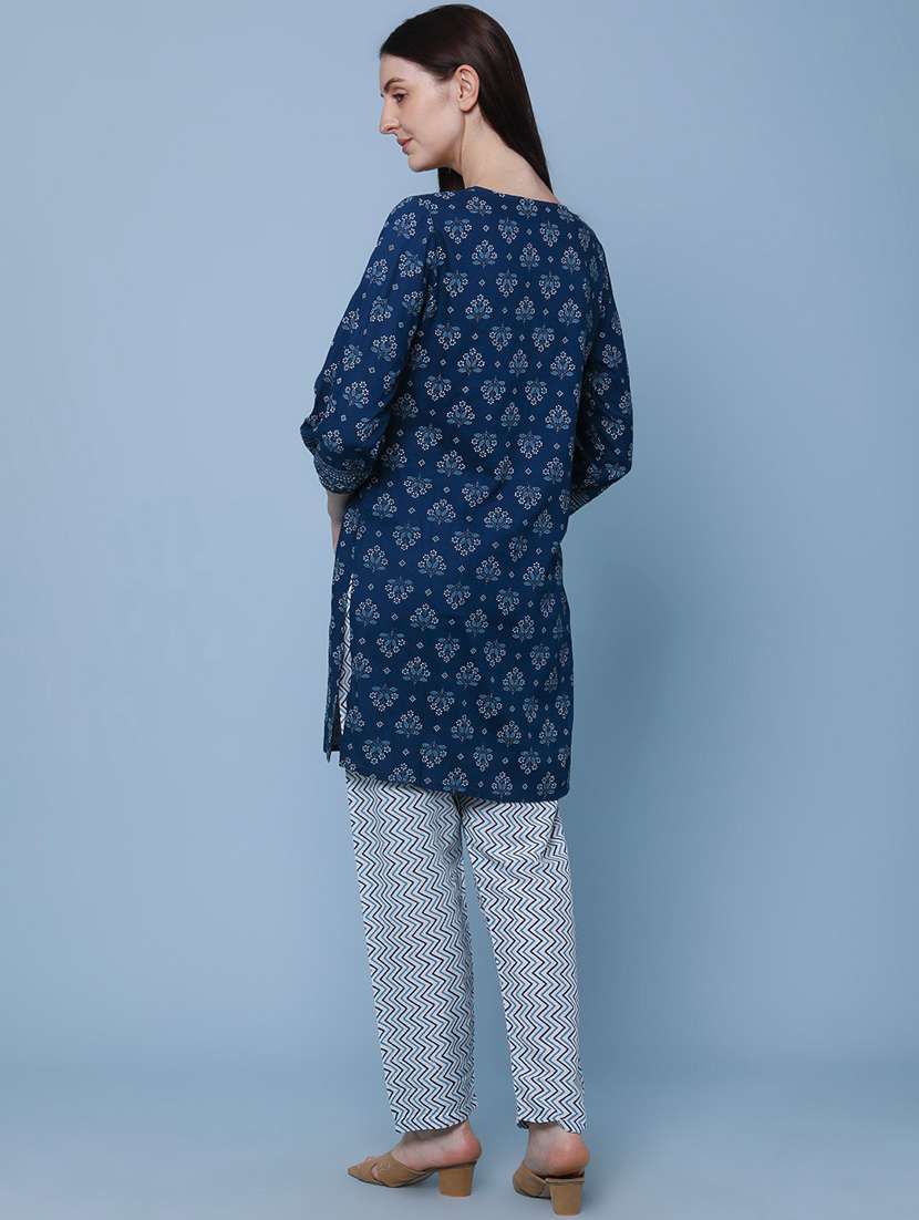 women printed three quarter sleeves straight kurti - 22319134 -  Standard Image - 3