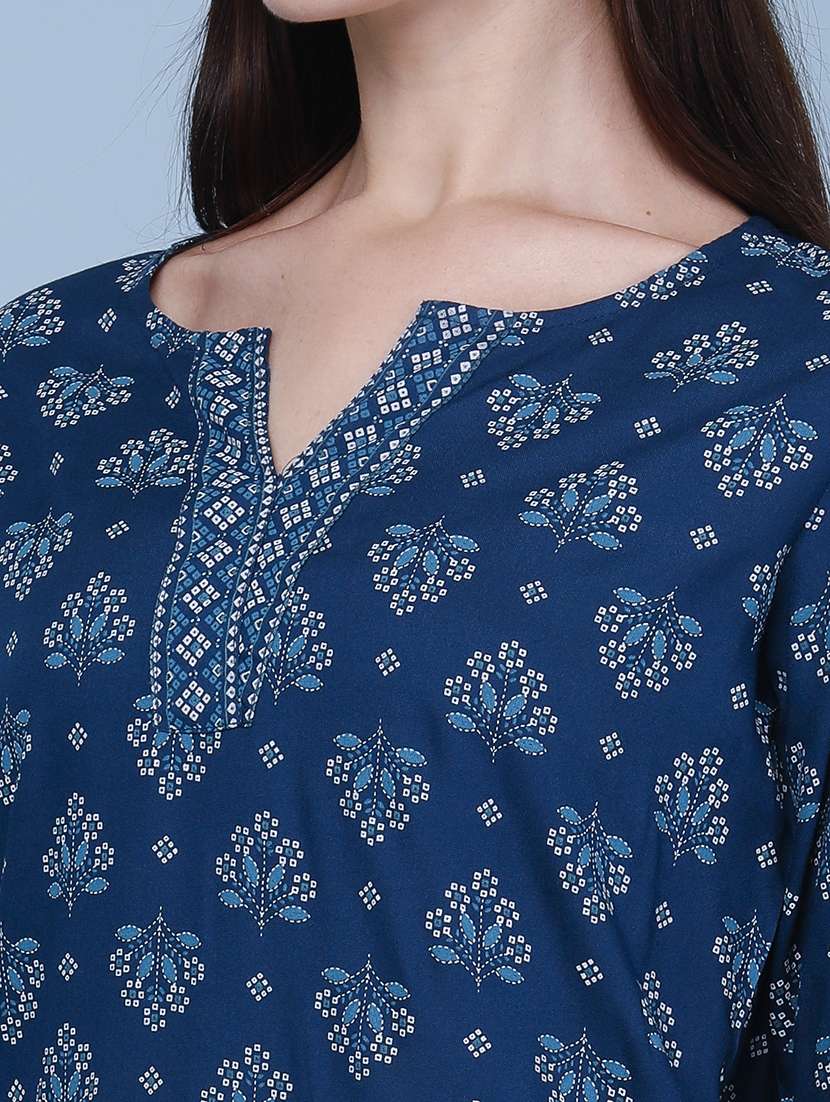 women printed three quarter sleeves straight kurti - 22319134 -  Standard Image - 5