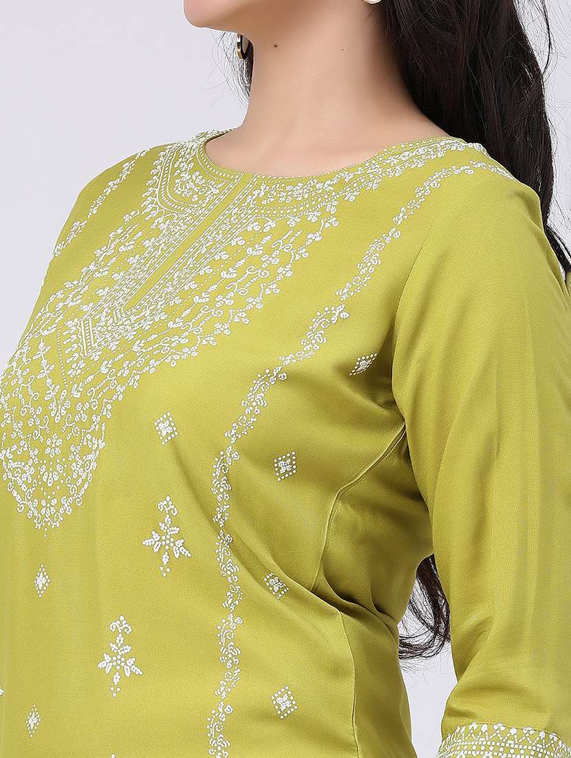 women printed three quarter sleeves straight kurta - 22319137 -  Standard Image - 5