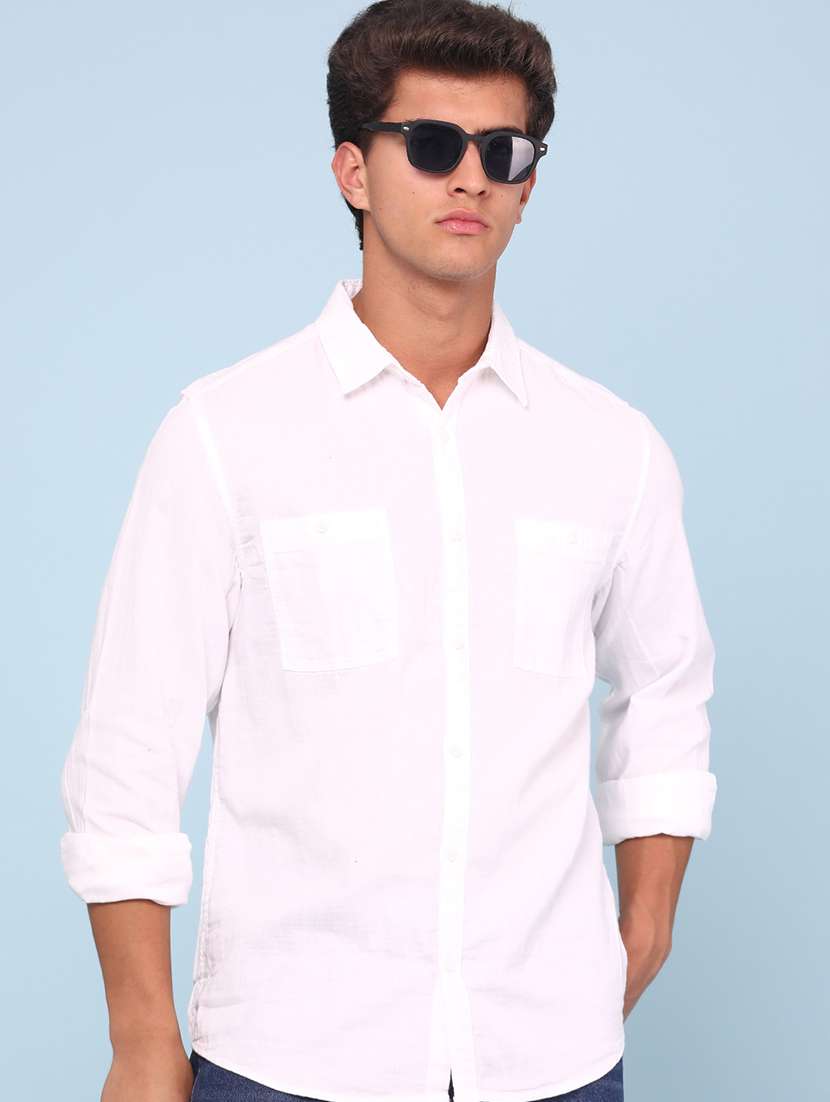 men solid long sleeves casual shirt