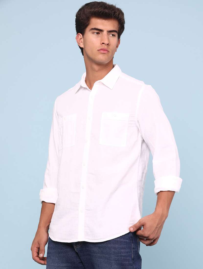 men solid long sleeves casual shirt - 22319150 -  Standard Image - 3