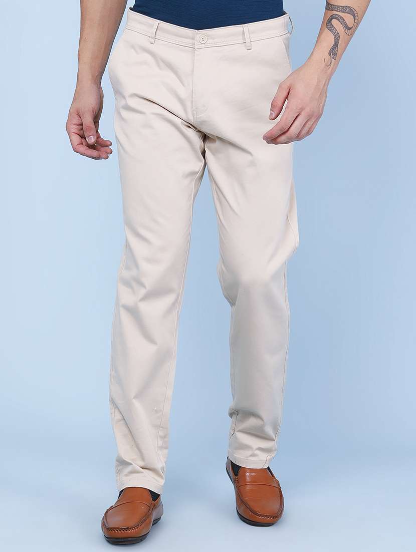 men solid mid rise regular fit chinos
