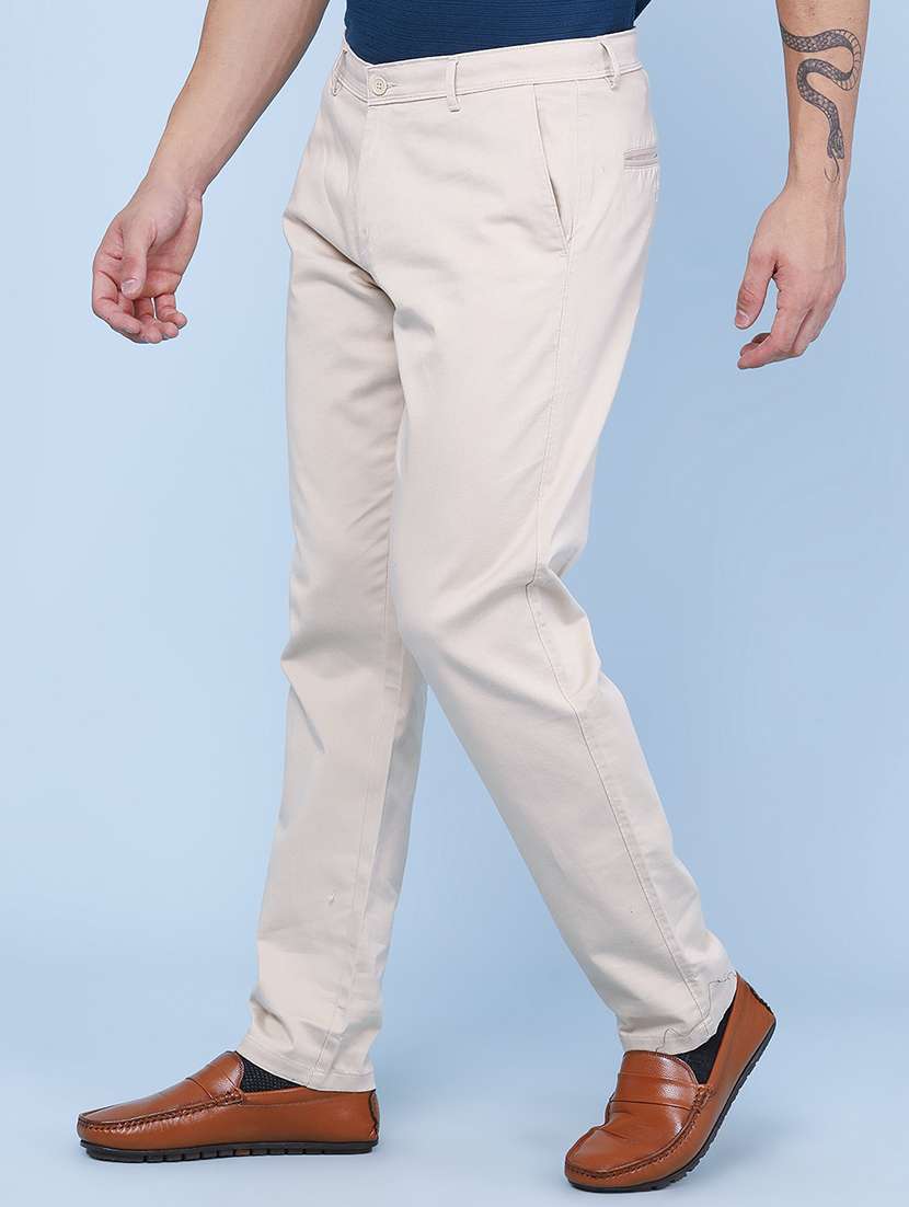 Men Solid Mid Rise Regular Fit Chinos - 22319158 -  Standard Image - 3