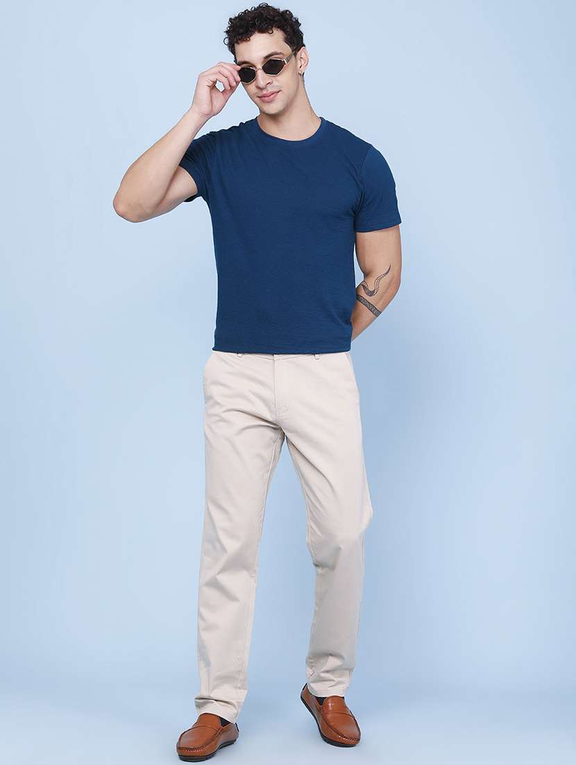Men Solid Mid Rise Regular Fit Chinos - 22319158 -  Standard Image - 5