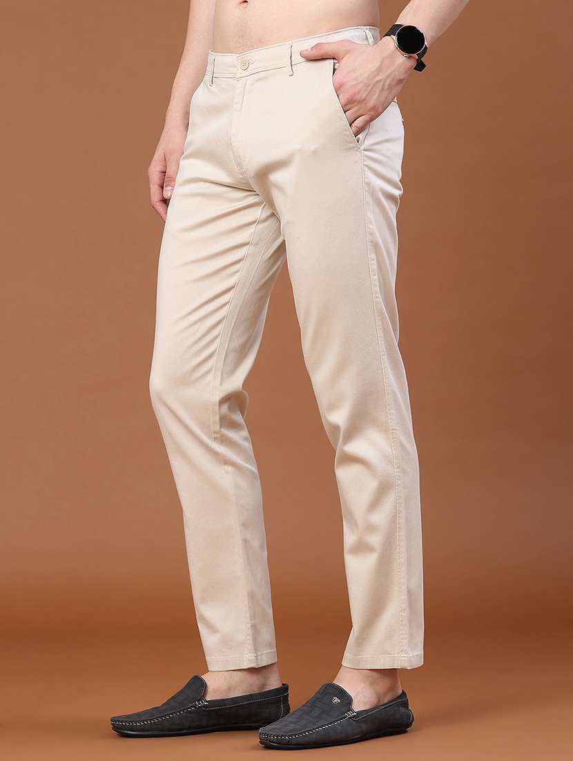 Men Solid Mid Rise Regular Fit Chinos - 22319159 -  Standard Image - 3