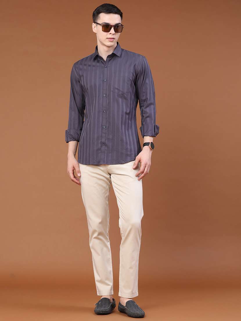 Men Solid Mid Rise Regular Fit Chinos - 22319159 -  Standard Image - 5