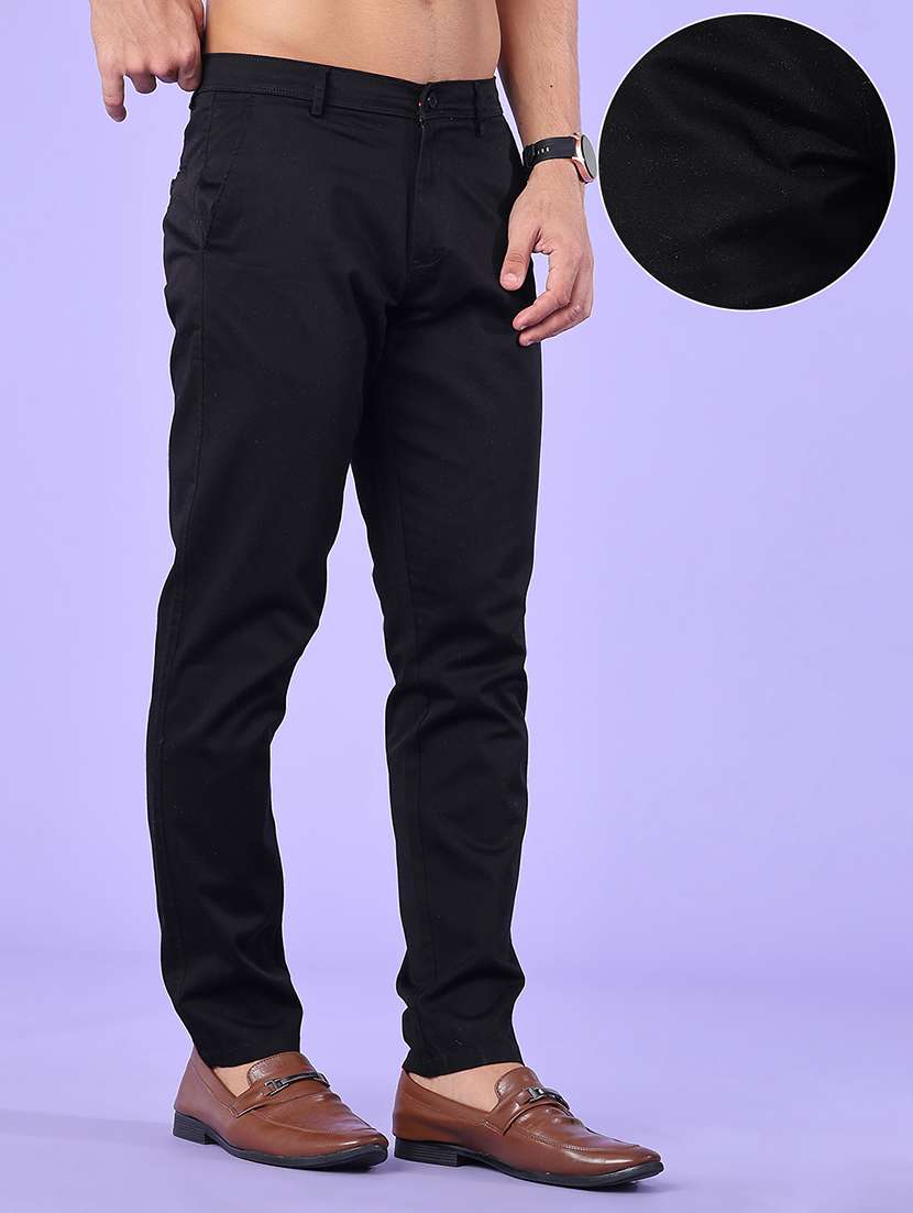 Men Solid Mid Rise Regular Fit Chinos - 22319160 -  Standard Image - 3